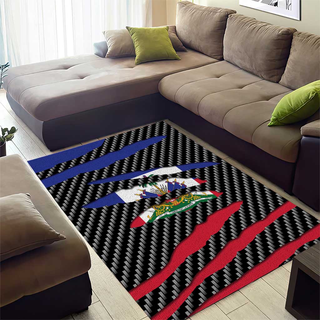 Black Haitians Beast Area Rug Ripped Flag Graphic - African Pride