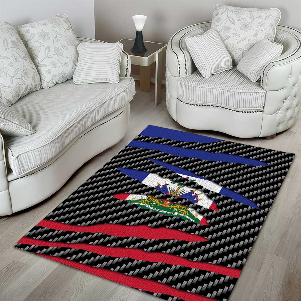 Black Haitians Beast Area Rug Ripped Flag Graphic - African Pride