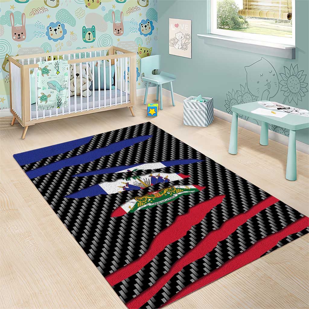 Black Haitians Beast Area Rug Ripped Flag Graphic - African Pride