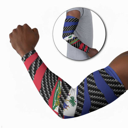 Black Haitians Beast Arm Sleeves Ripped Flag Graphic