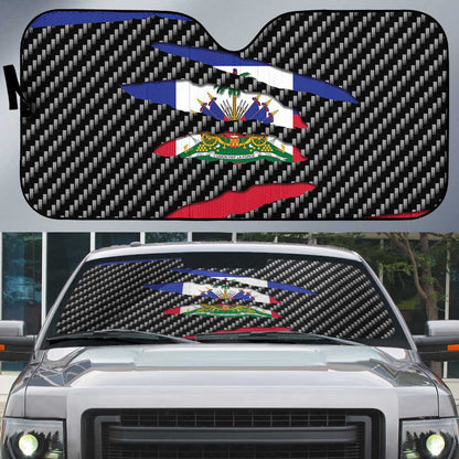 Black Haitians Beast Auto Sun Shade Ripped Flag Graphic