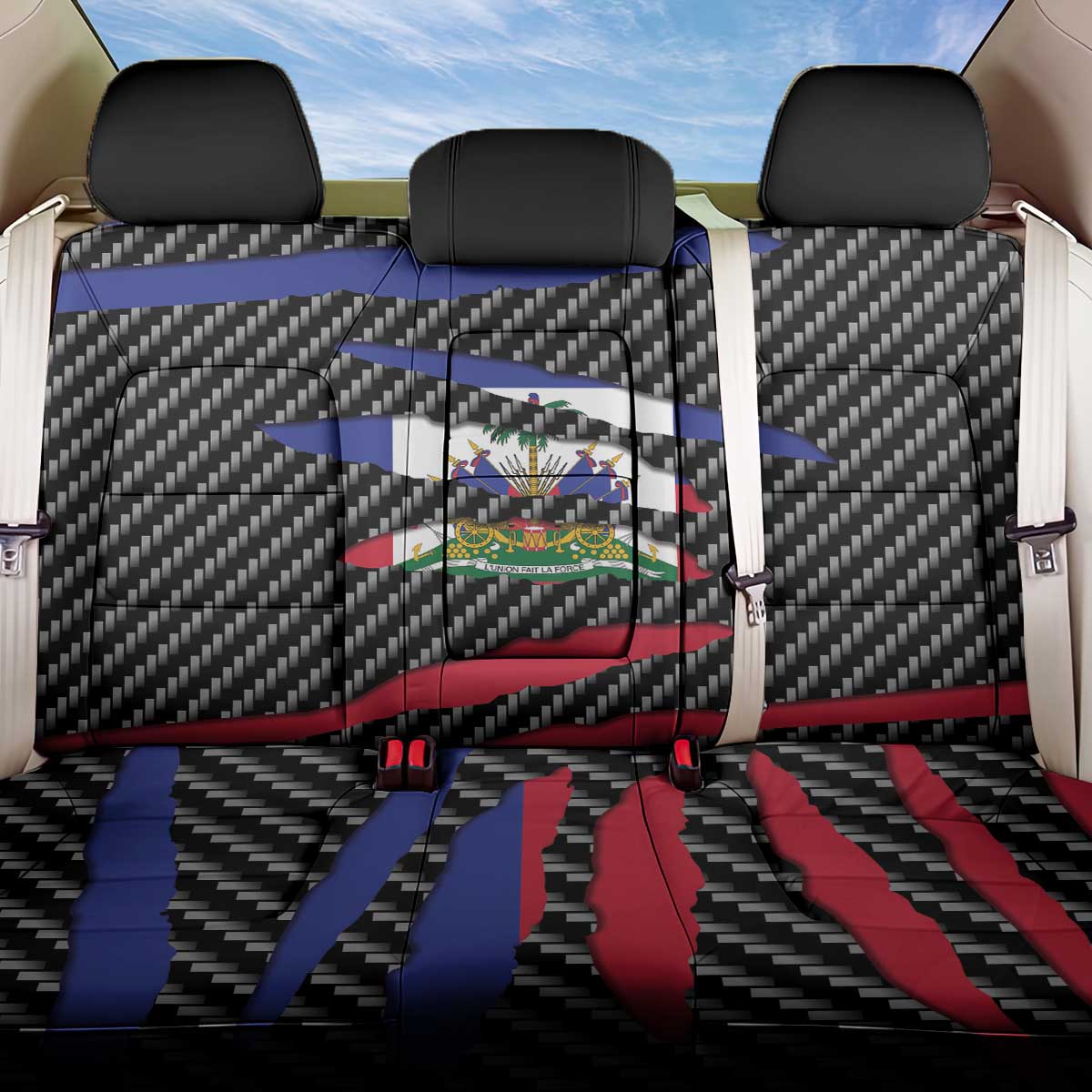 Black Haitians Beast Back Car Seat Cover Ripped Flag Graphic - African Pride