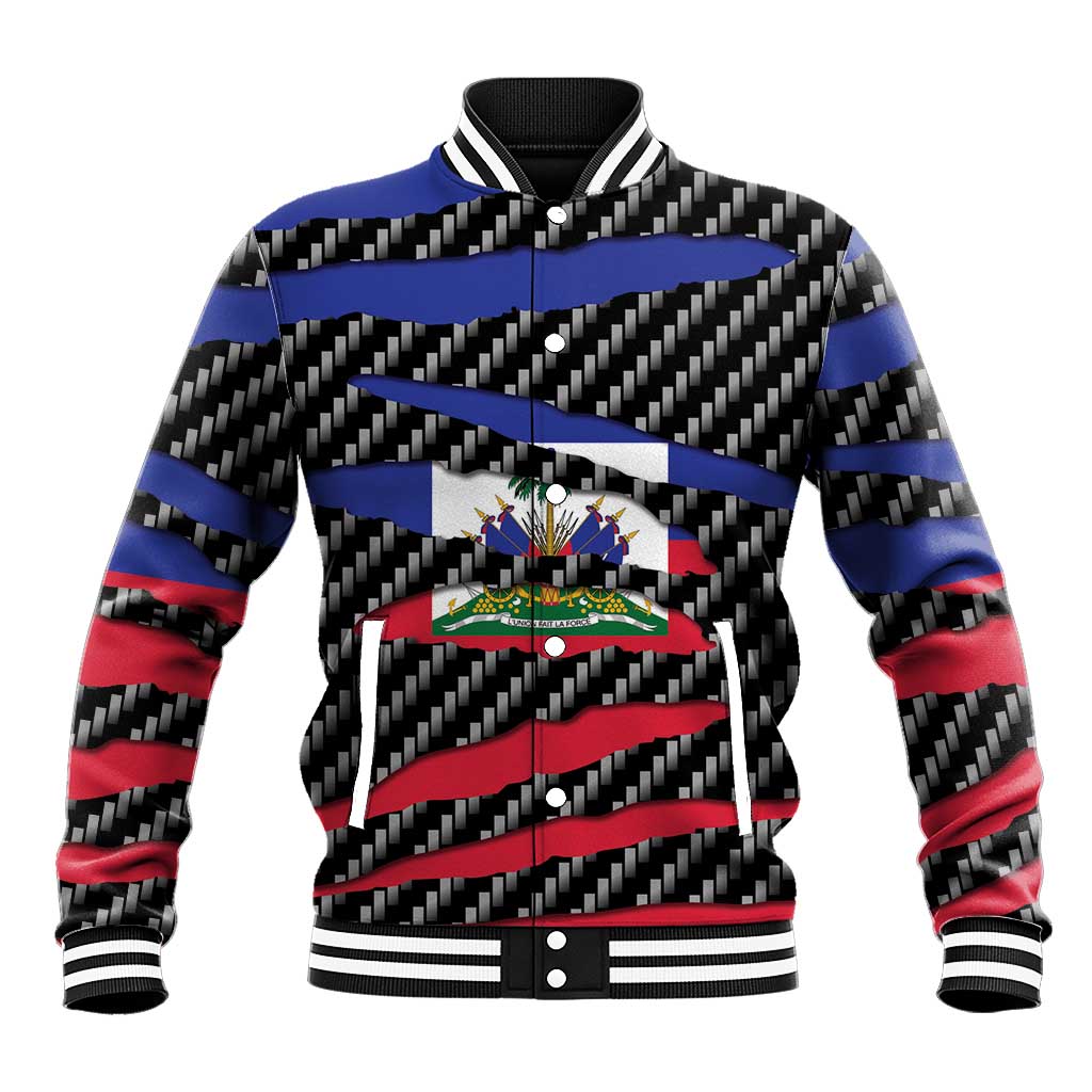 Black Haitians Beast Baseball Jacket Ripped Flag Graphic - African Pride