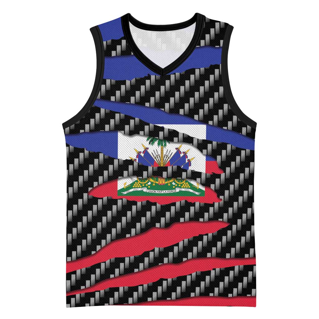 Black Haitians Beast Basketball Jersey Ripped Flag Graphic - African Pride