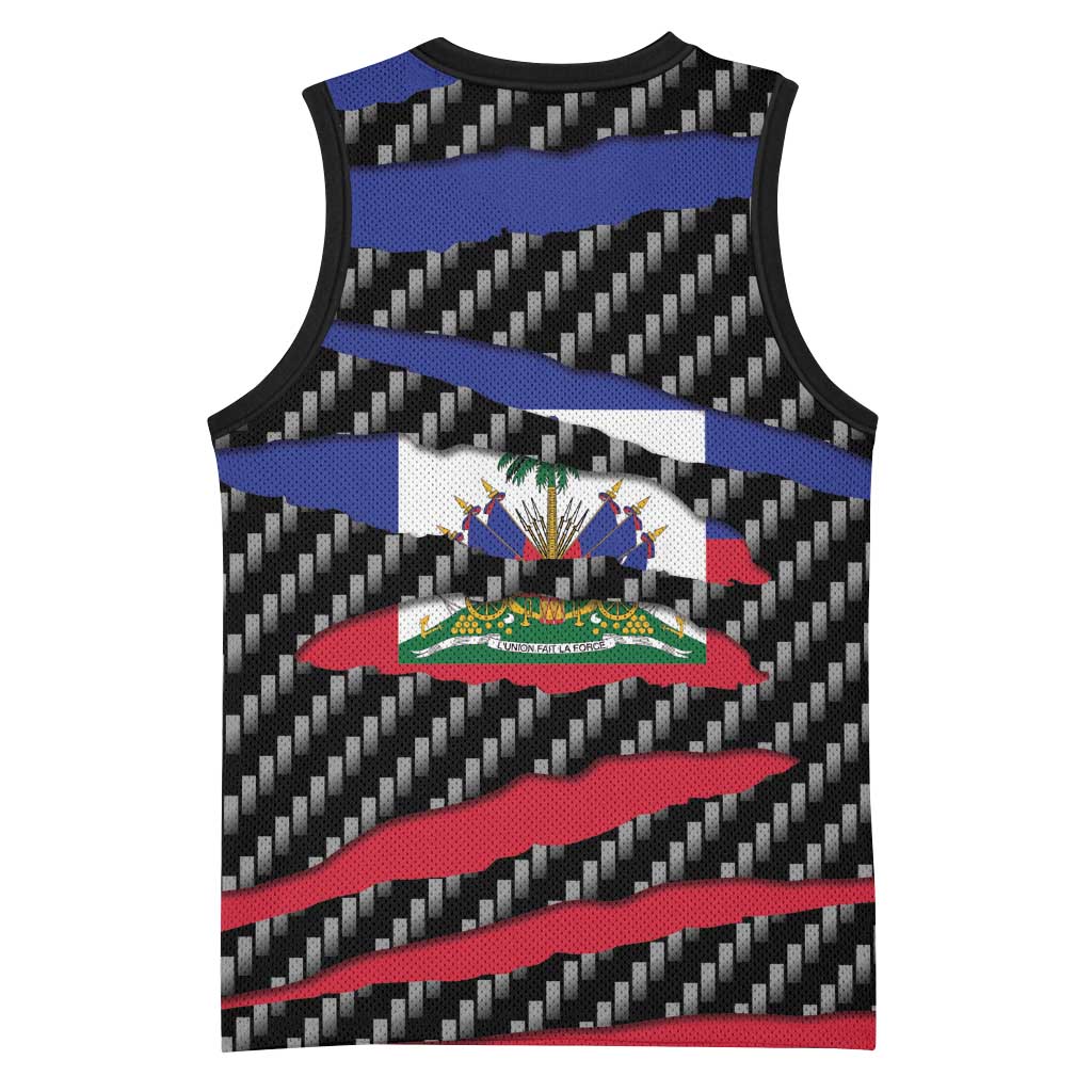 Black Haitians Beast Basketball Jersey Ripped Flag Graphic - African Pride