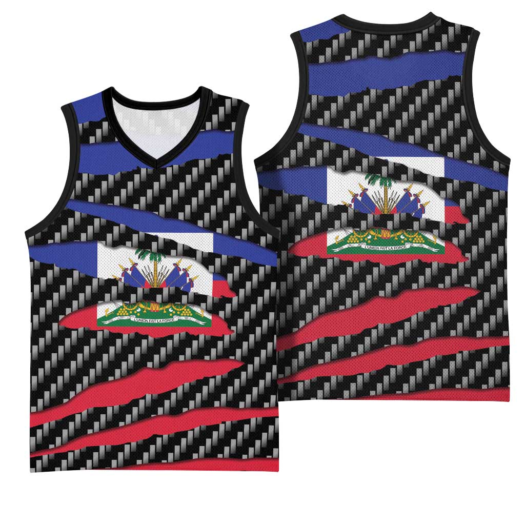 Black Haitians Beast Basketball Jersey Ripped Flag Graphic - African Pride