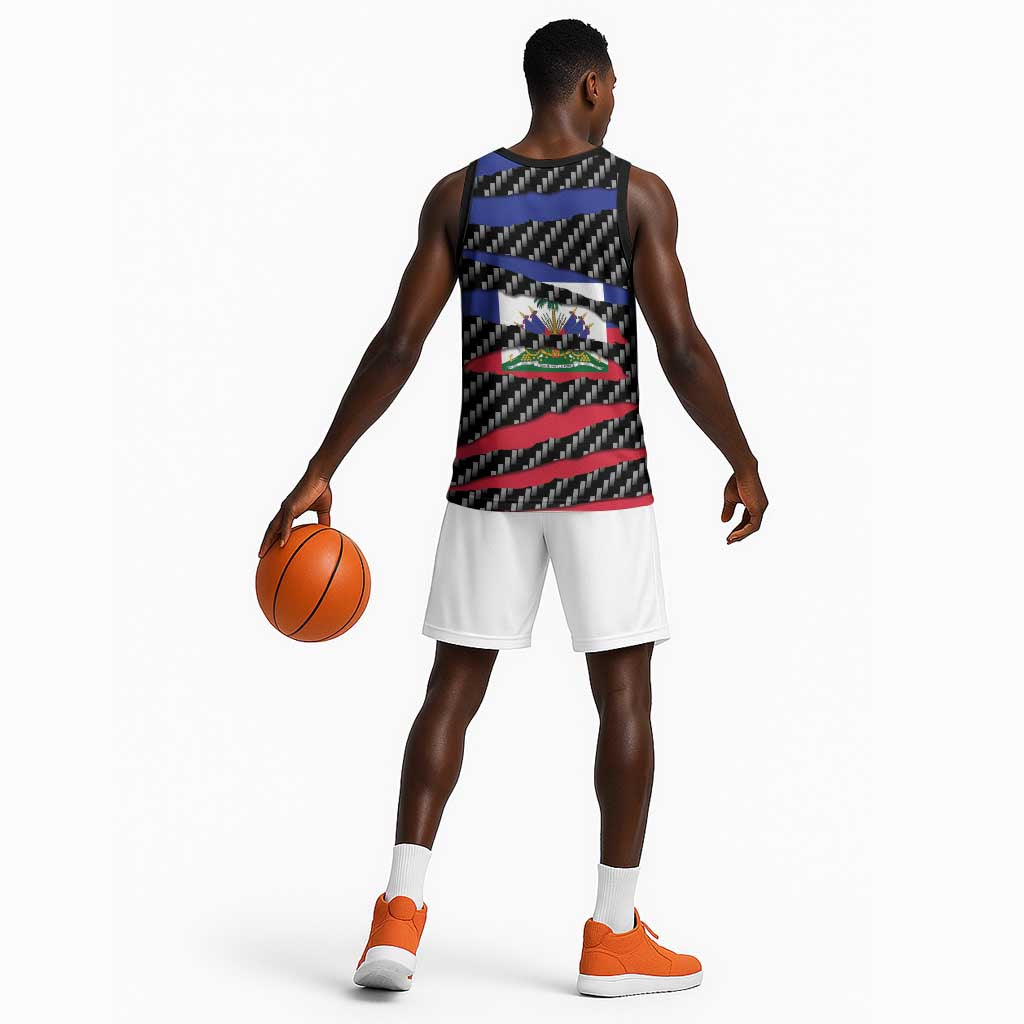 Black Haitians Beast Basketball Jersey Ripped Flag Graphic - African Pride