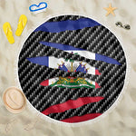 Black Haitians Beast Beach Blanket Ripped Flag Graphic - African Pride