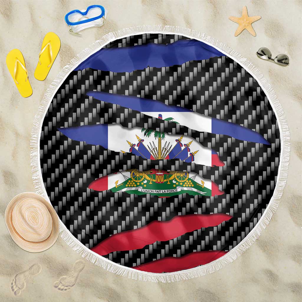 Black Haitians Beast Beach Blanket Ripped Flag Graphic - African Pride