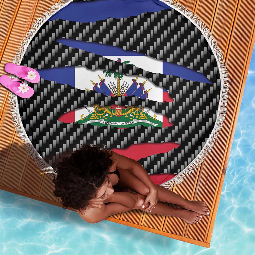 Black Haitians Beast Beach Blanket Ripped Flag Graphic - African Pride