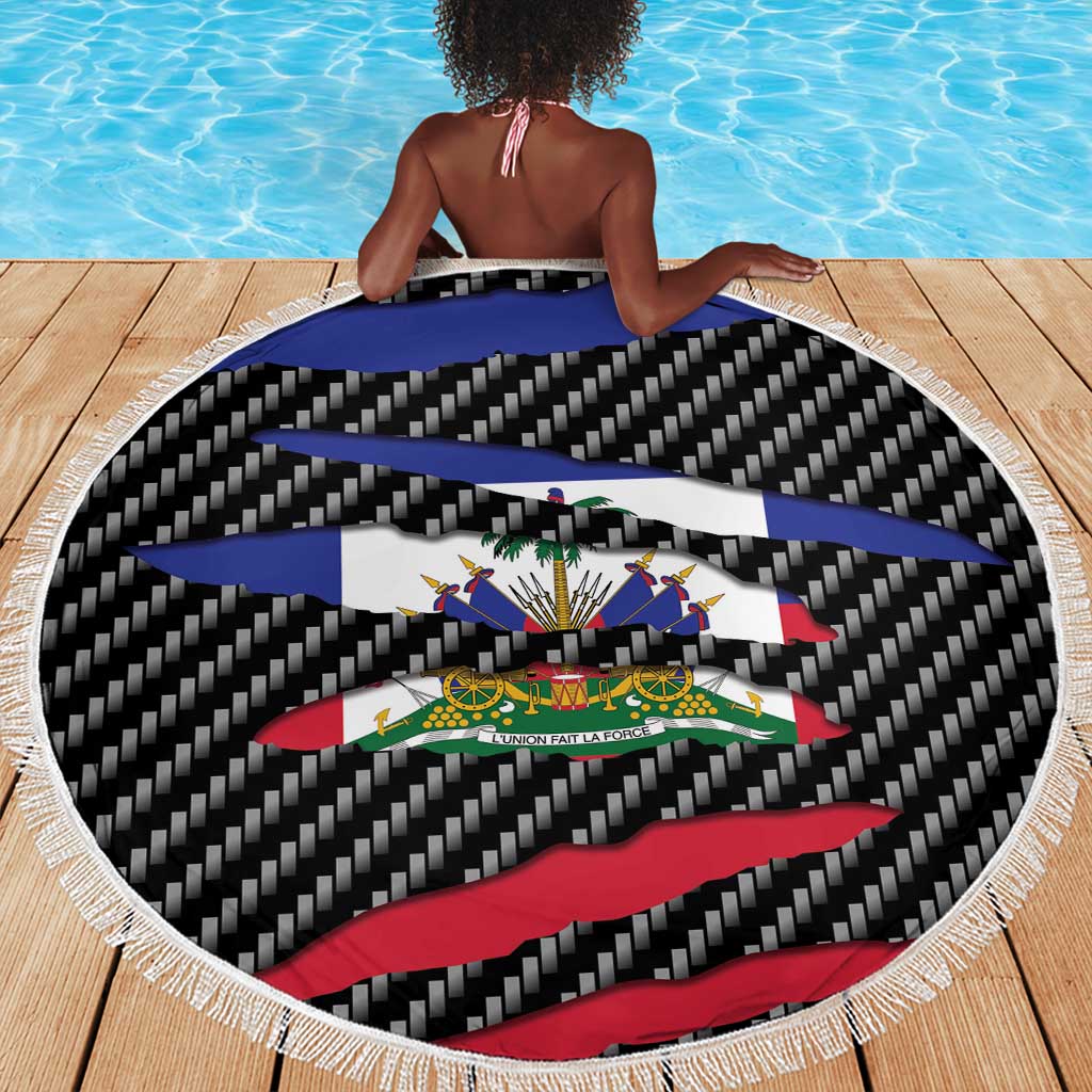 Black Haitians Beast Beach Blanket Ripped Flag Graphic - African Pride