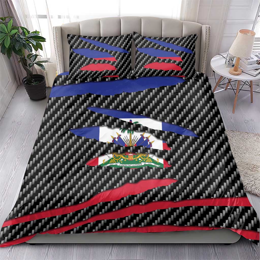 Black Haitians Beast Bedding Set Ripped Flag Graphic - African Pride