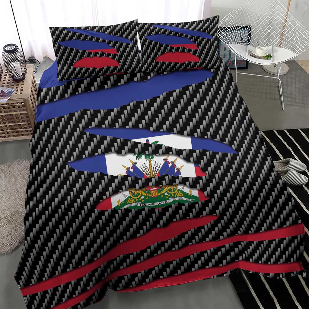 Black Haitians Beast Bedding Set Ripped Flag Graphic - African Pride