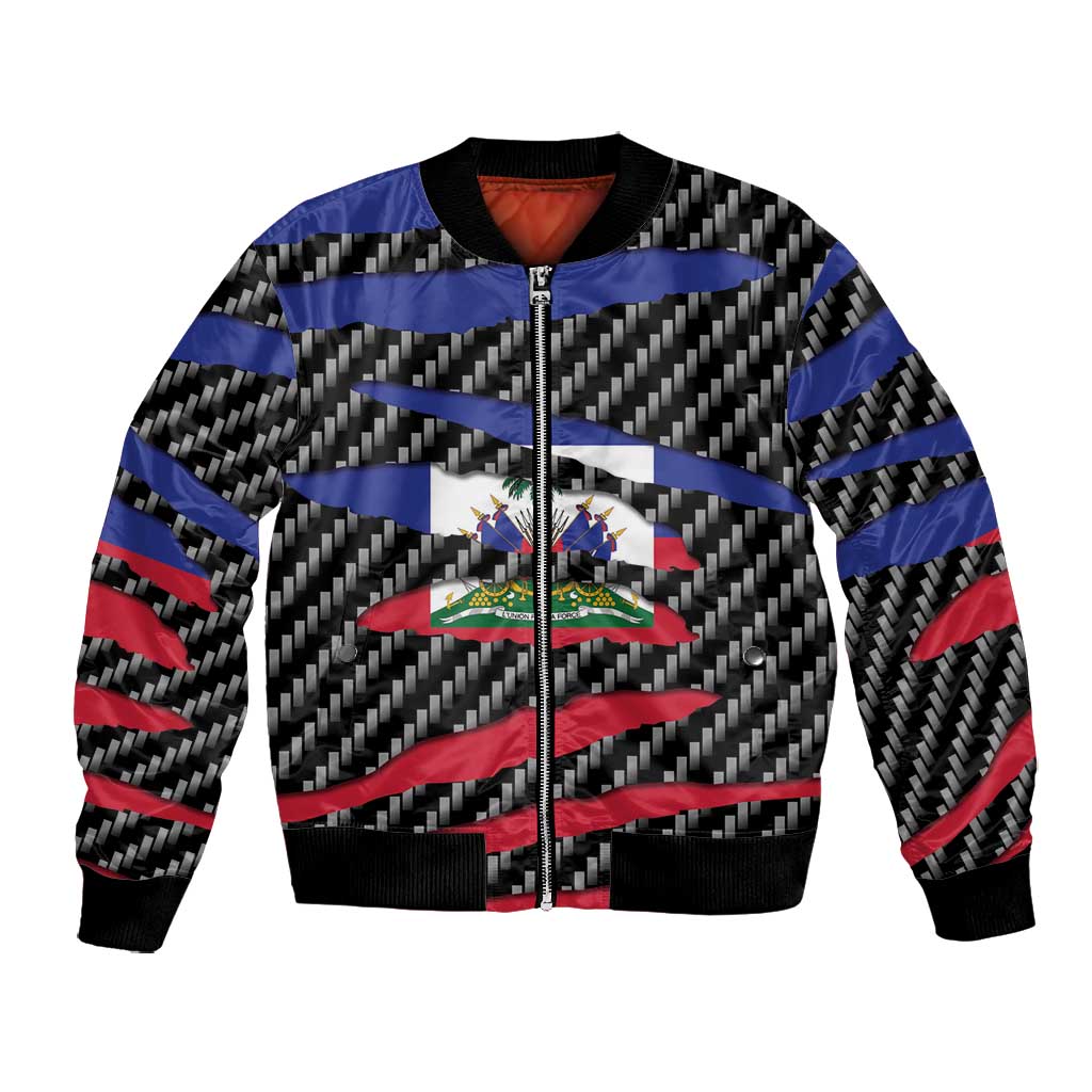 Black Haitians Beast Bomber Jacket Ripped Flag Graphic - African Pride