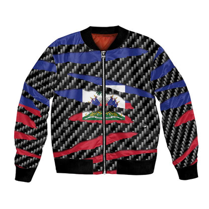 Black Haitians Beast Bomber Jacket Ripped Flag Graphic - African Pride