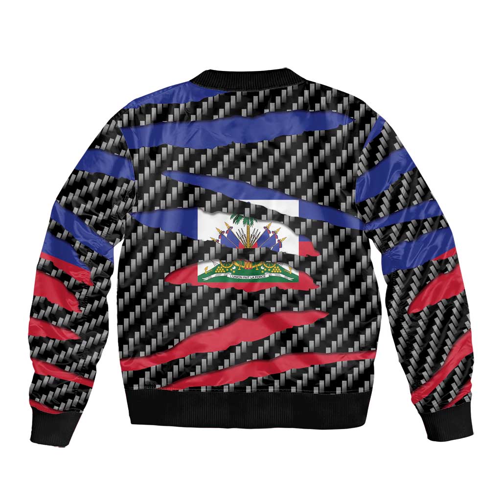 Black Haitians Beast Bomber Jacket Ripped Flag Graphic - African Pride