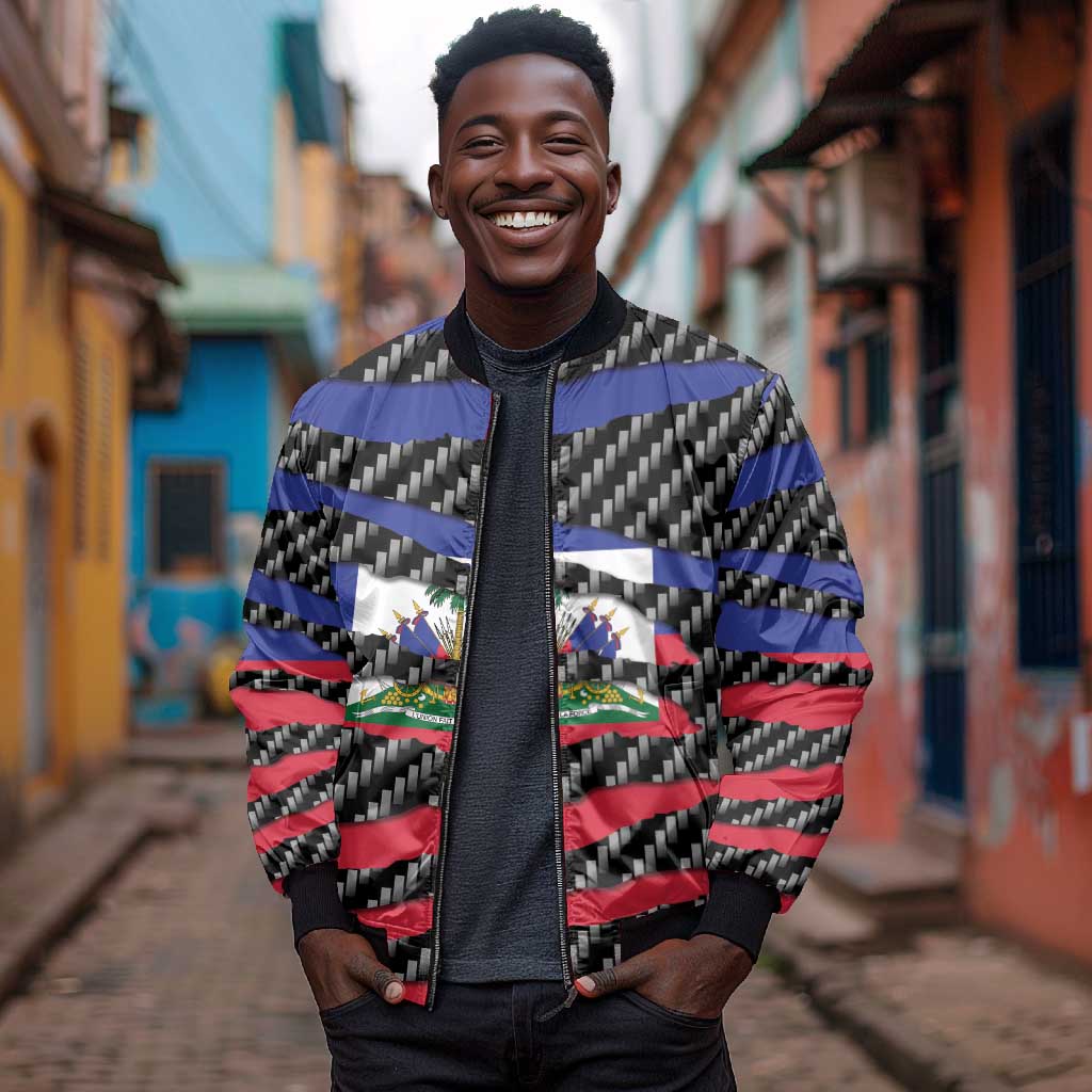 Black Haitians Beast Bomber Jacket Ripped Flag Graphic - African Pride