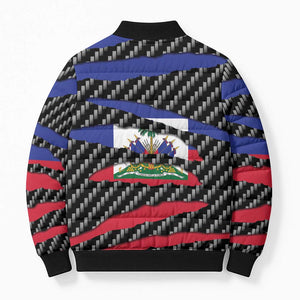 Black Haitians Beast Bomber Puffer Jacket Ripped Flag Graphic