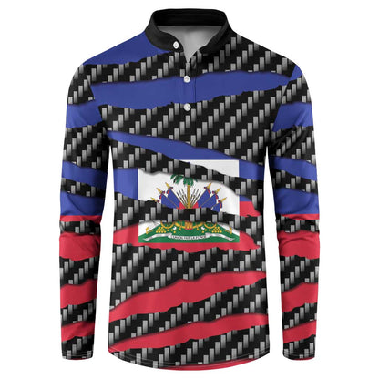 Black Haitians Beast Button Sweatshirt Ripped Flag Graphic