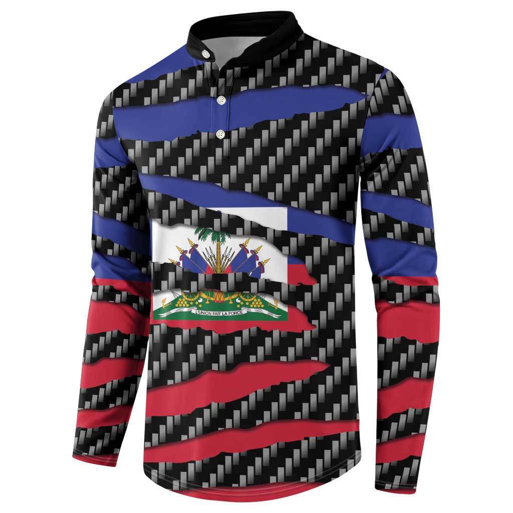 Black Haitians Beast Button Sweatshirt Ripped Flag Graphic