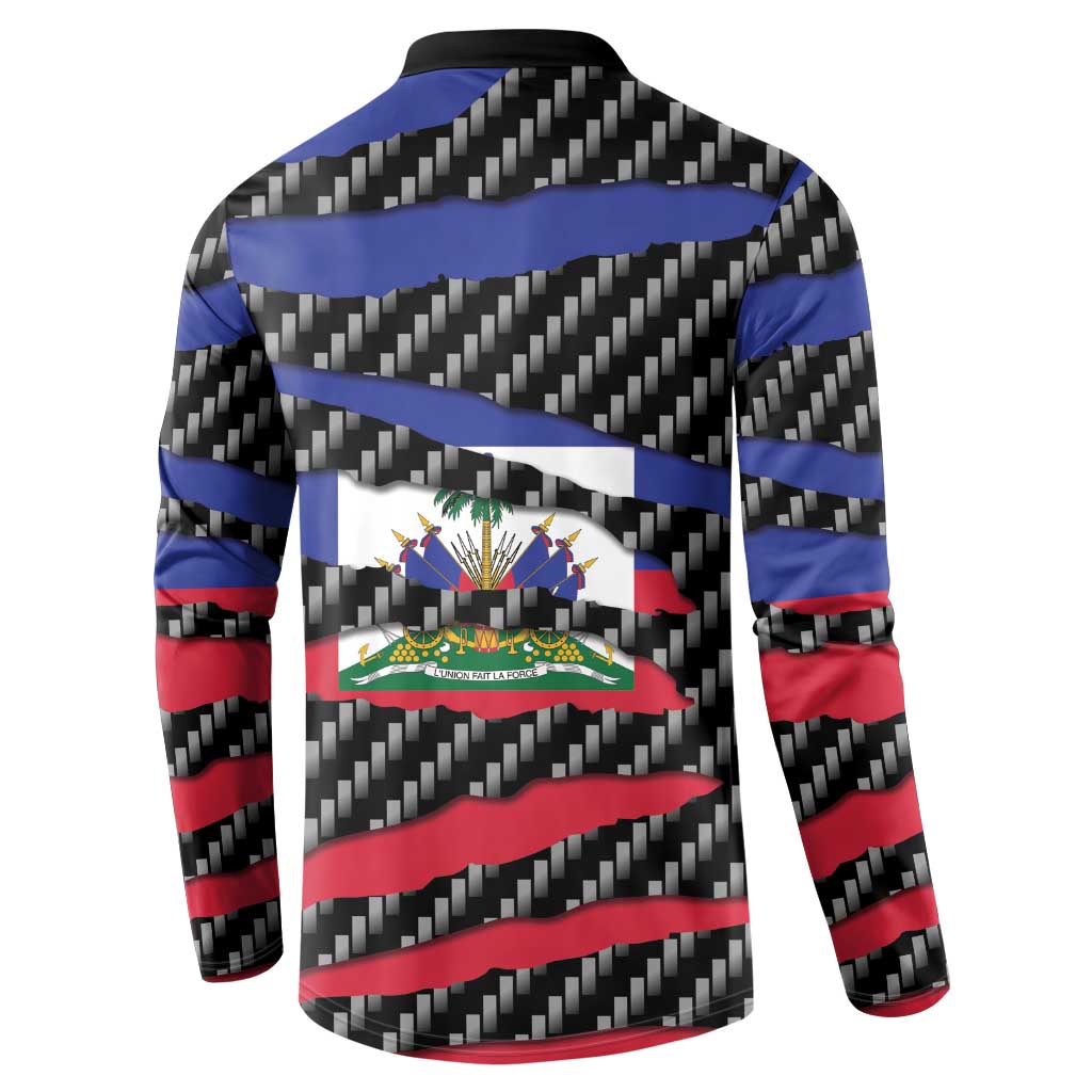 Black Haitians Beast Button Sweatshirt Ripped Flag Graphic