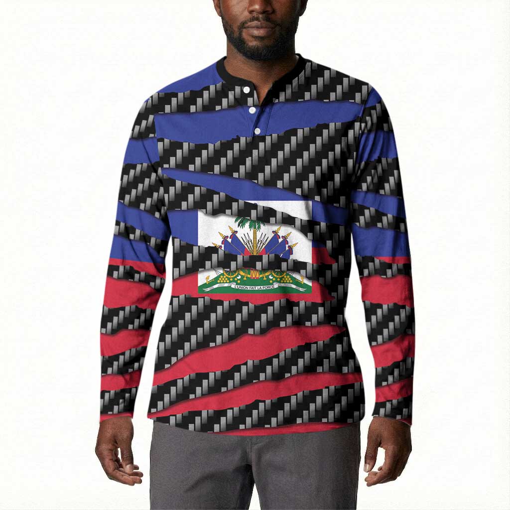 Black Haitians Beast Button Sweatshirt Ripped Flag Graphic
