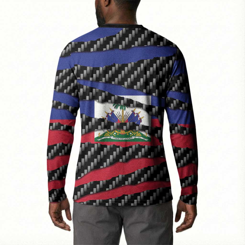 Black Haitians Beast Button Sweatshirt Ripped Flag Graphic
