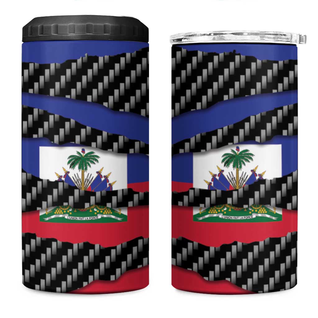 Black Haitians Beast 4 in 1 Can Cooler Tumbler Ripped Flag Graphic - African Pride