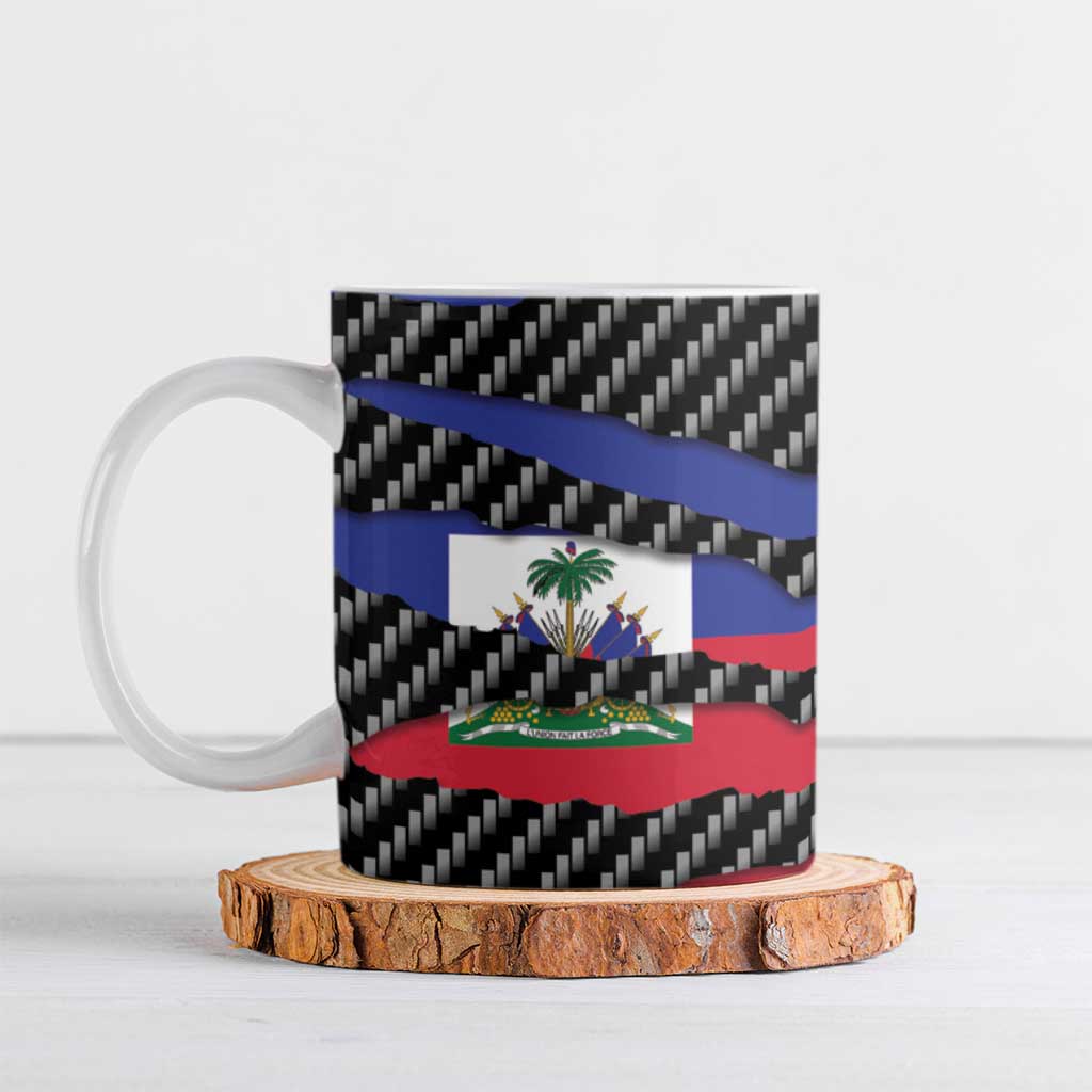 Black Haitians Beast Ceramic Mug Ripped Flag Graphic