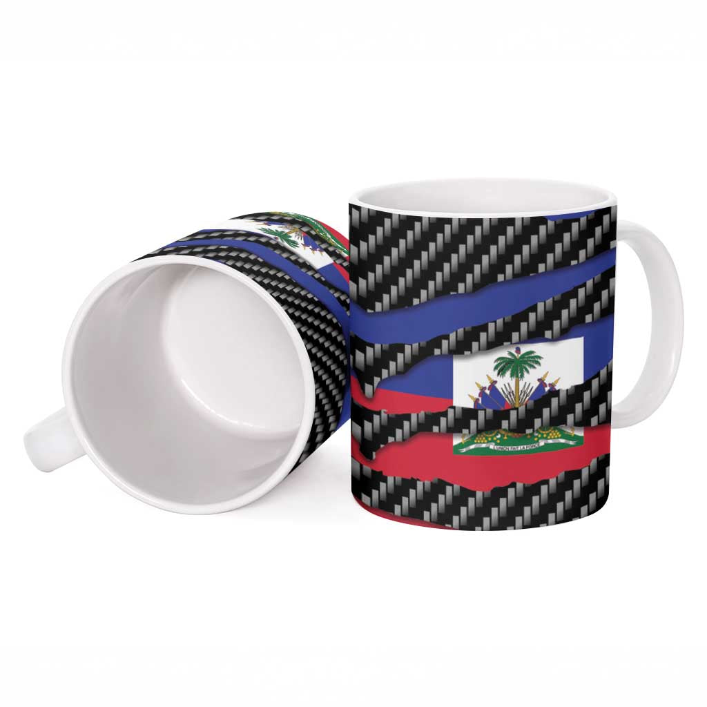 Black Haitians Beast Ceramic Mug Ripped Flag Graphic