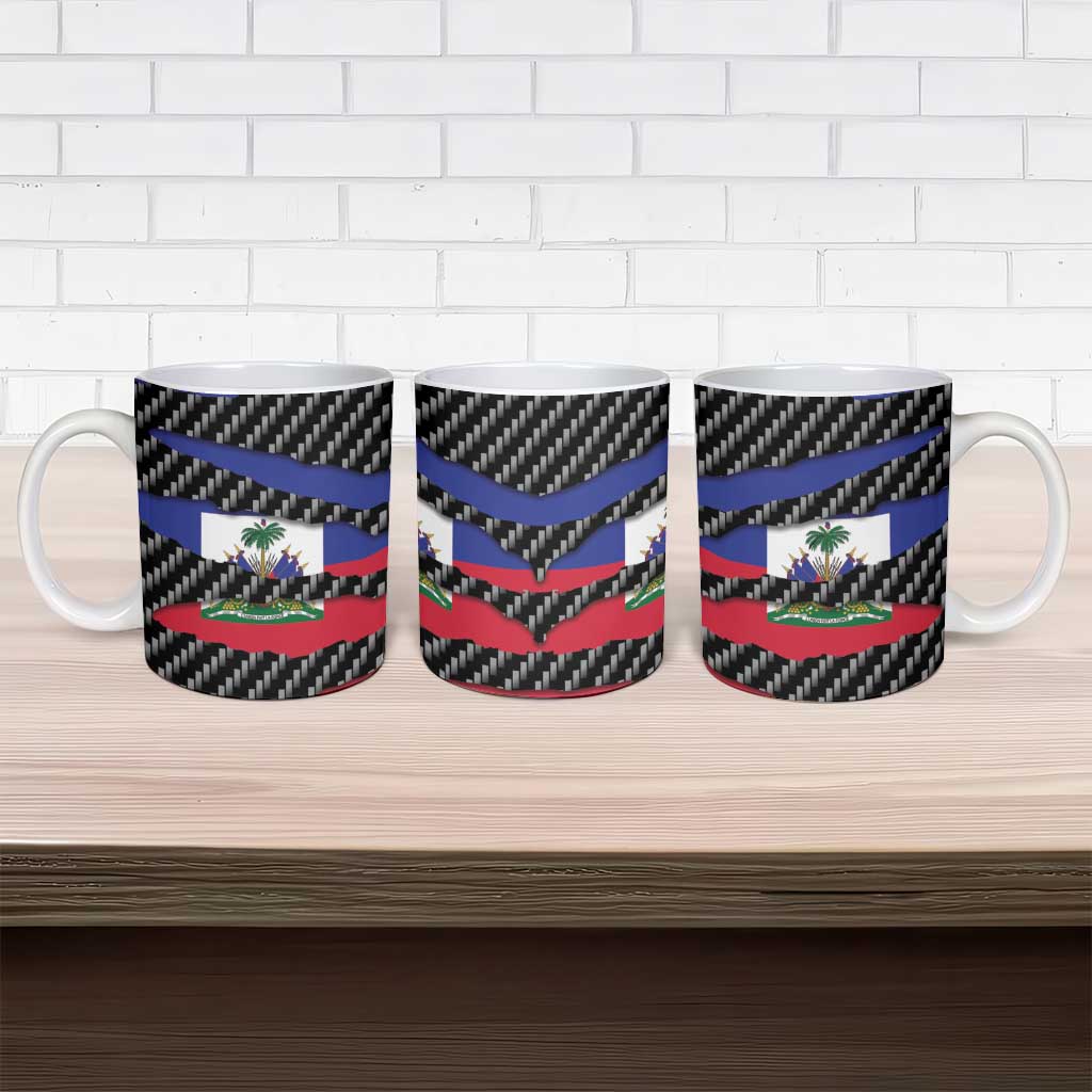 Black Haitians Beast Ceramic Mug Ripped Flag Graphic
