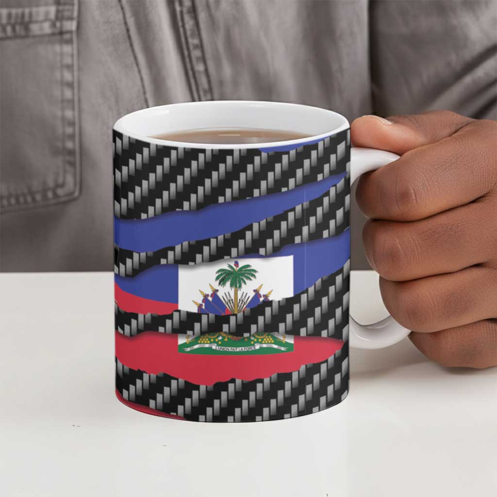 Black Haitians Beast Ceramic Mug Ripped Flag Graphic