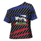 Black Haitians Beast Cross Shoulder Shirt Ripped Flag Graphic