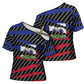 Black Haitians Beast Cross Shoulder Shirt Ripped Flag Graphic