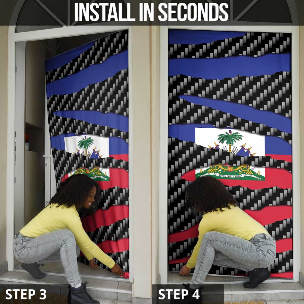 Black Haitians Beast Door Cover Ripped Flag Graphic