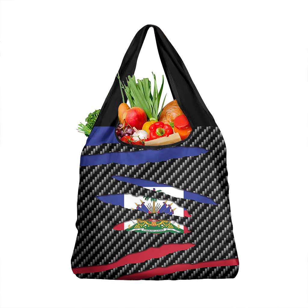 Black Haitians Beast Grocery Bag Ripped Flag Graphic - African Pride