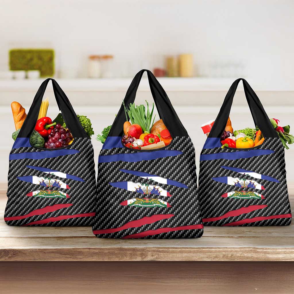 Black Haitians Beast Grocery Bag Ripped Flag Graphic - African Pride