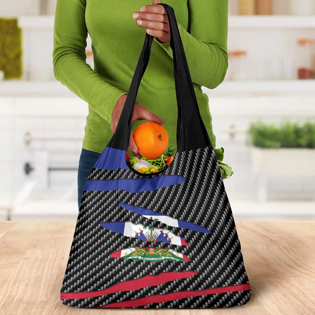 Black Haitians Beast Grocery Bag Ripped Flag Graphic - African Pride