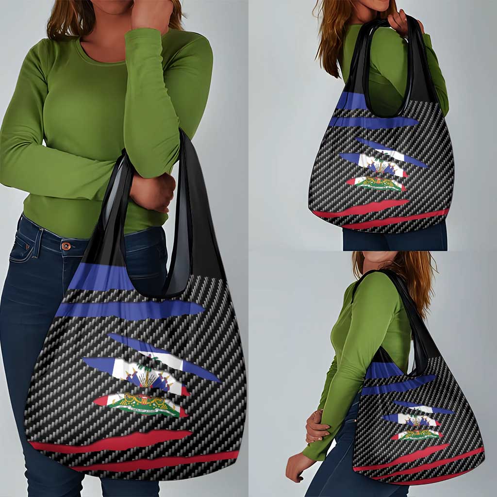 Black Haitians Beast Grocery Bag Ripped Flag Graphic - African Pride