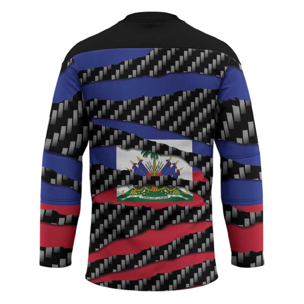 Black Haitians Beast Hockey Jersey Ripped Flag Graphic