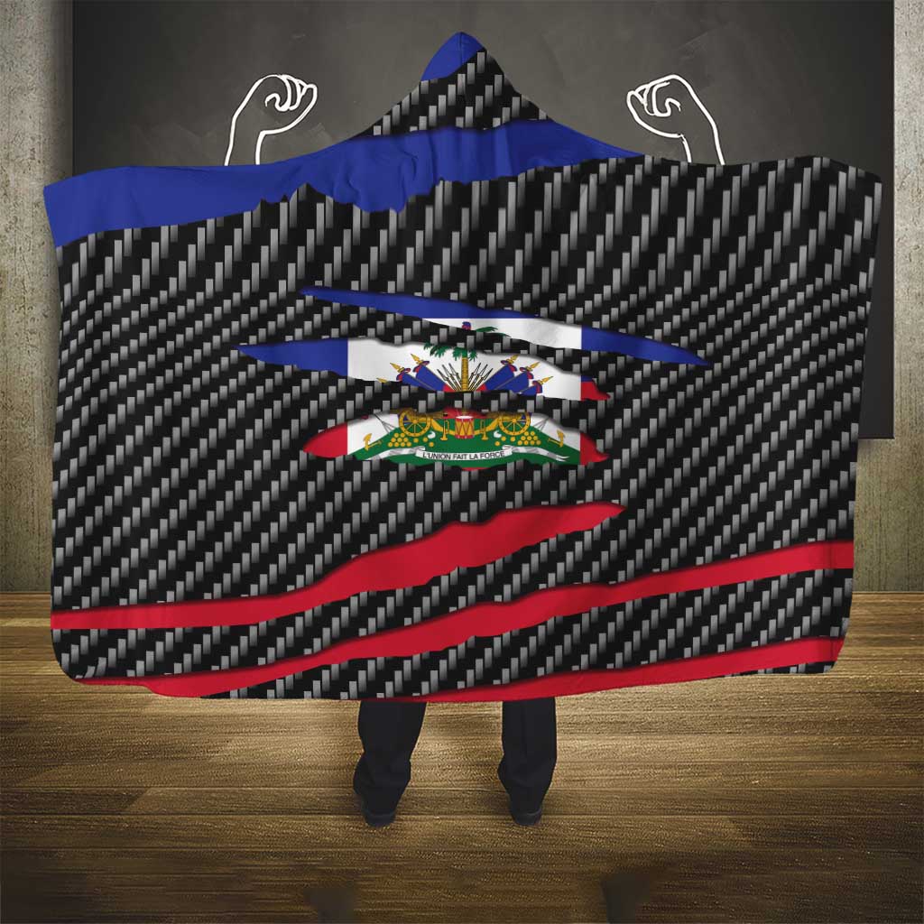 Black Haitians Beast Hooded Blanket Ripped Flag Graphic - African Pride
