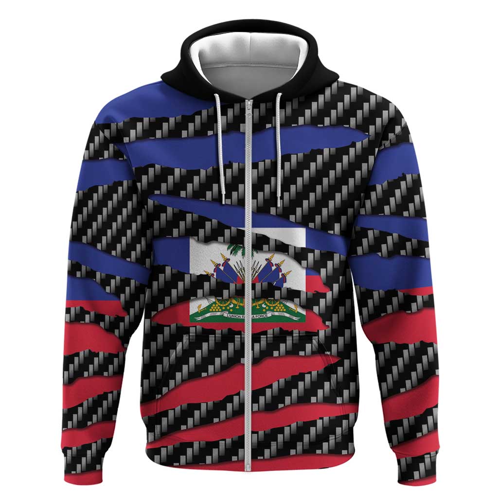 Black Haitians Beast Hoodie Ripped Flag Graphic - African Pride