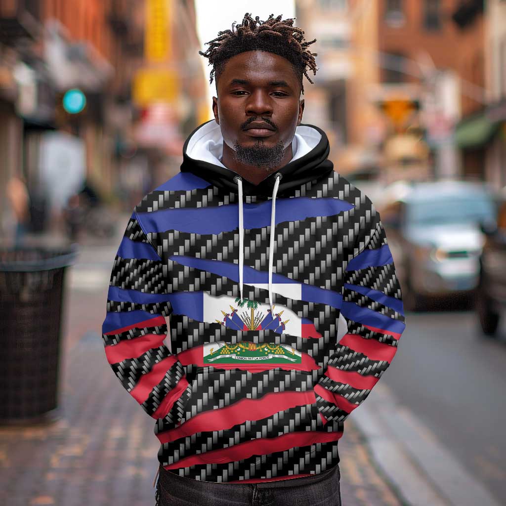 Black Haitians Beast Hoodie Ripped Flag Graphic - African Pride