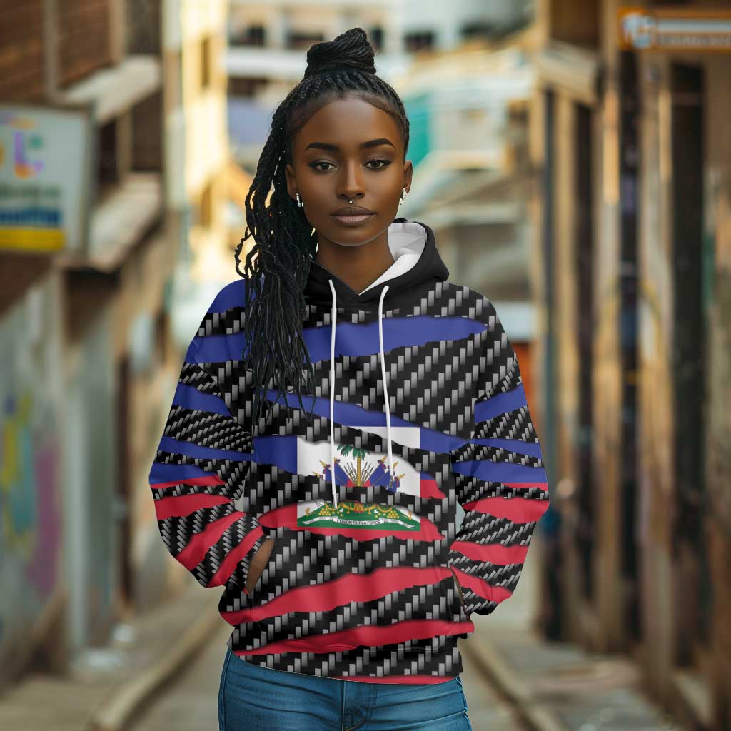 Black Haitians Beast Hoodie Ripped Flag Graphic - African Pride