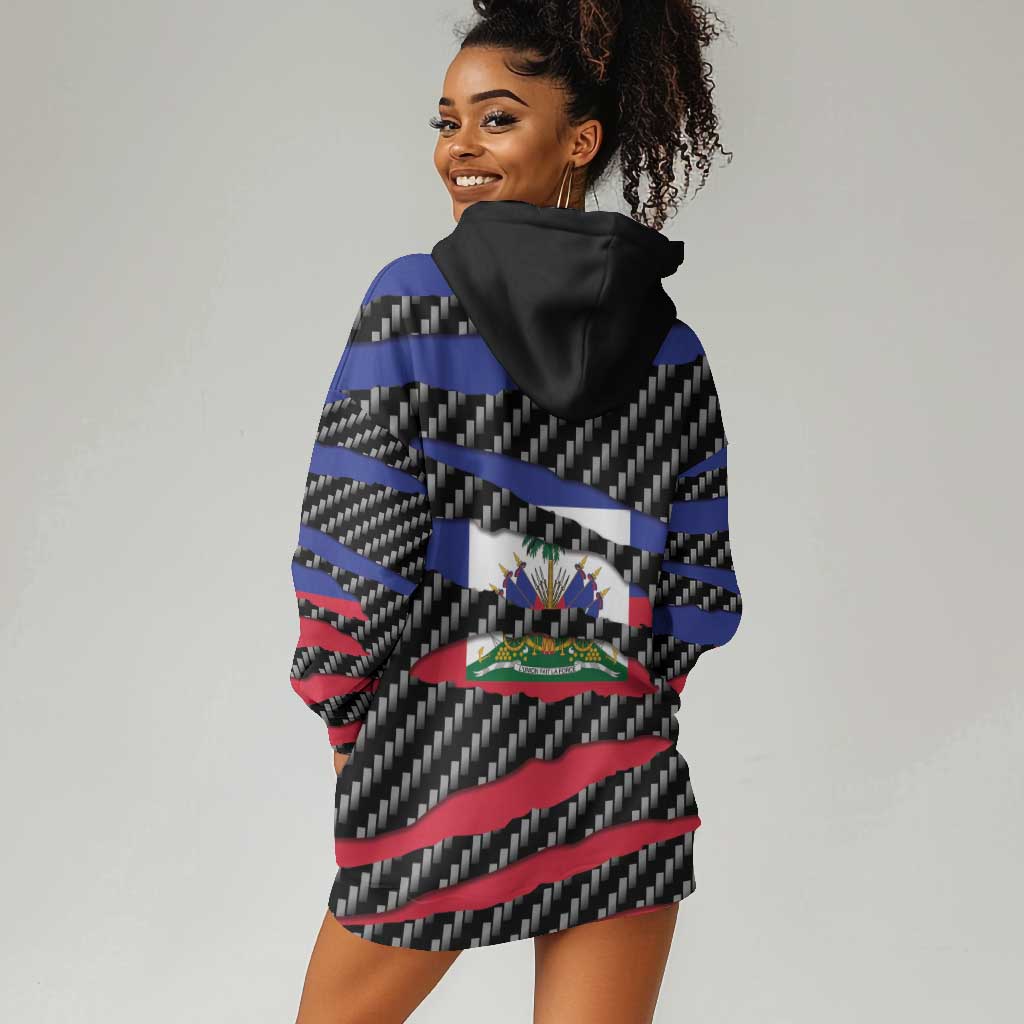 Black Haitians Beast Hoodie Dress Ripped Flag Graphic - African Pride