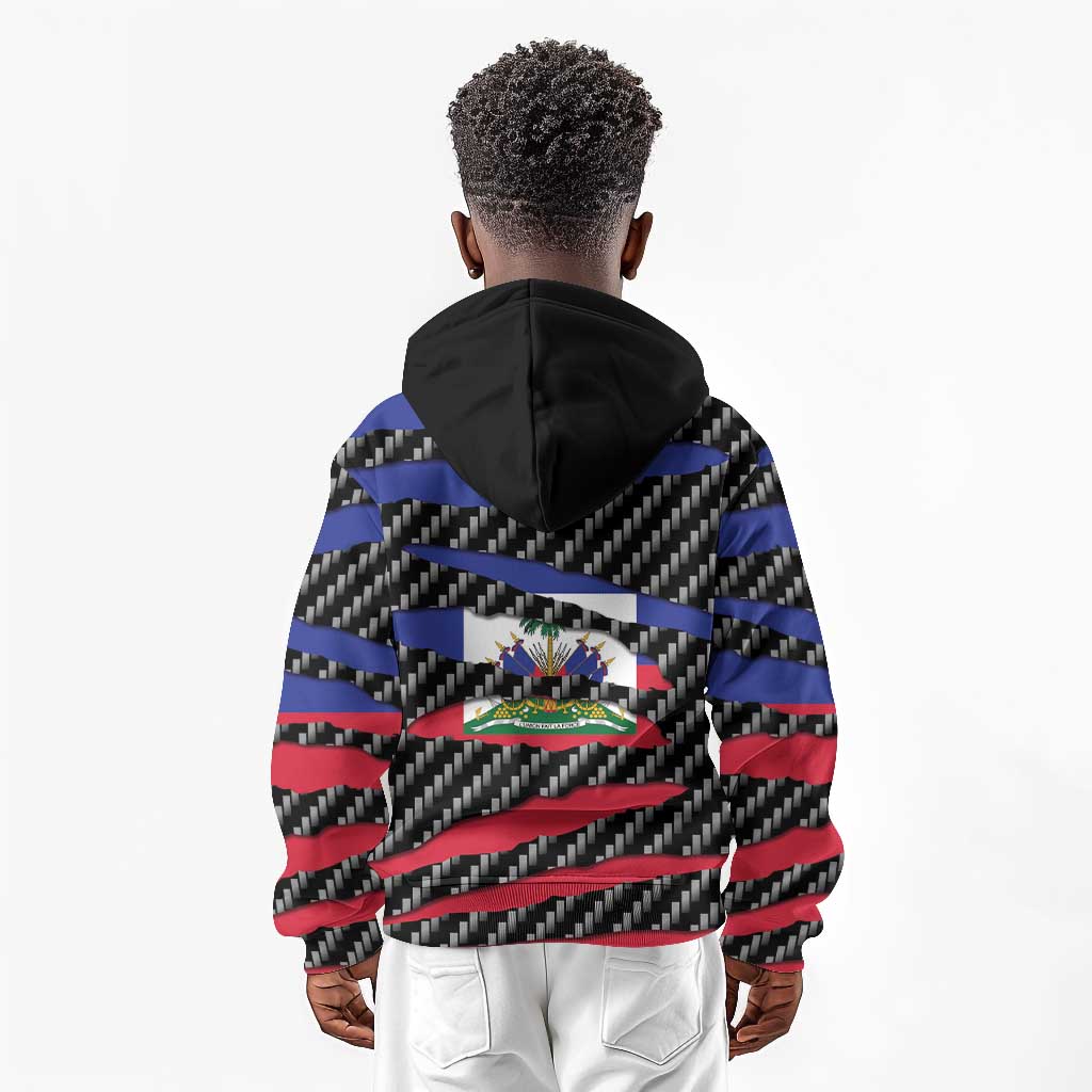 Black Haitians Beast Kid Hoodie Ripped Flag Graphic - African Pride