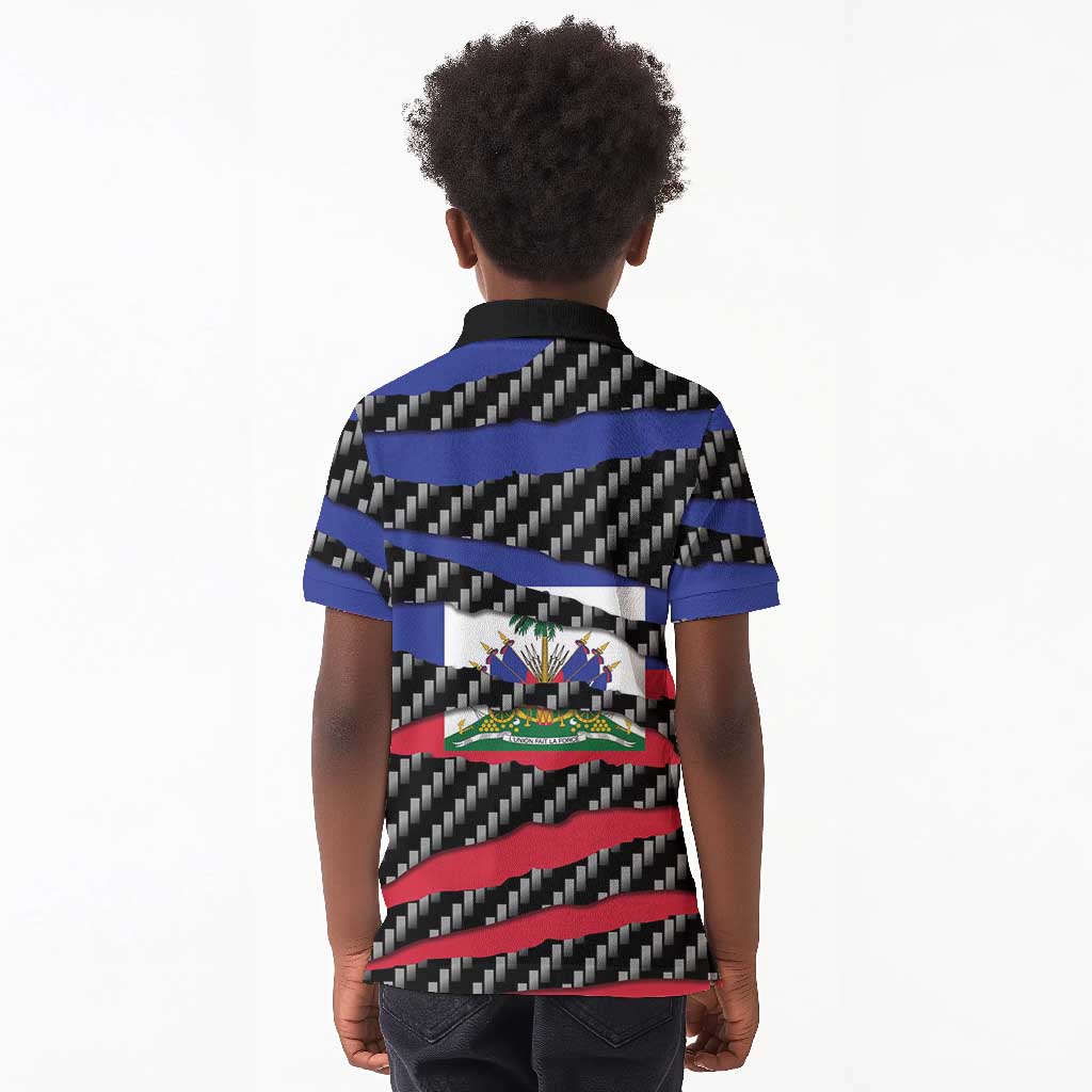 Black Haitians Beast Kid Polo Shirt Ripped Flag Graphic LT19