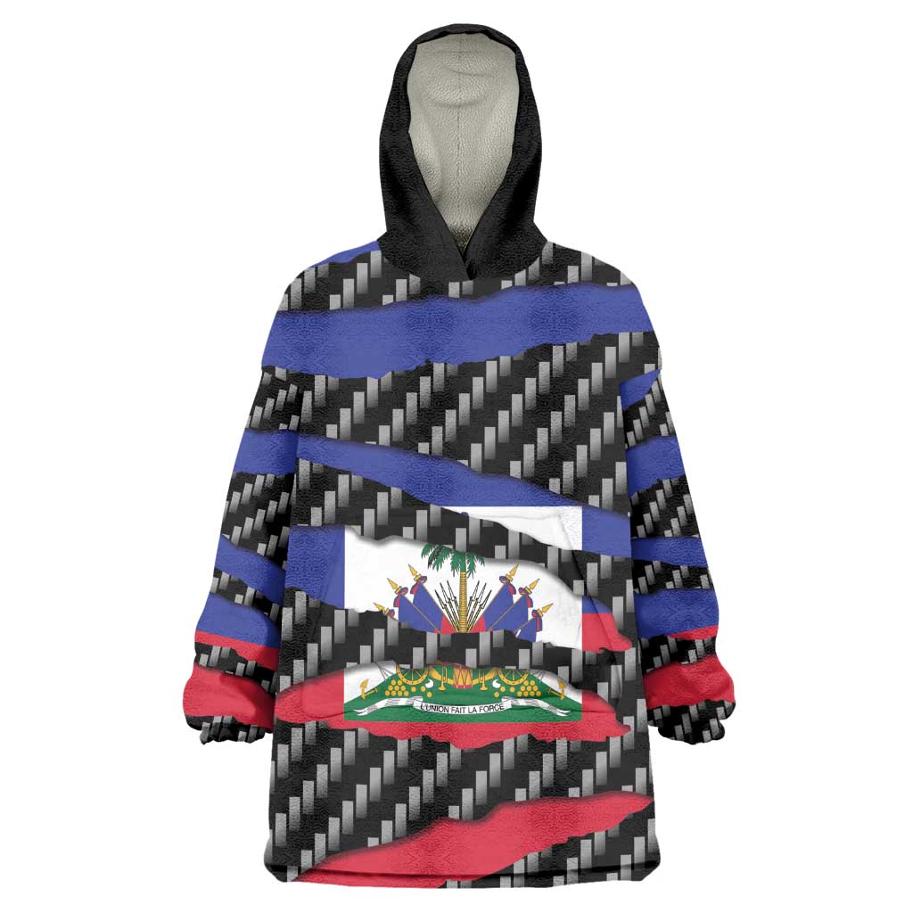 Black Haitians Beast Kid Wearable Blanket Hoodie Ripped Flag Graphic - African Pride