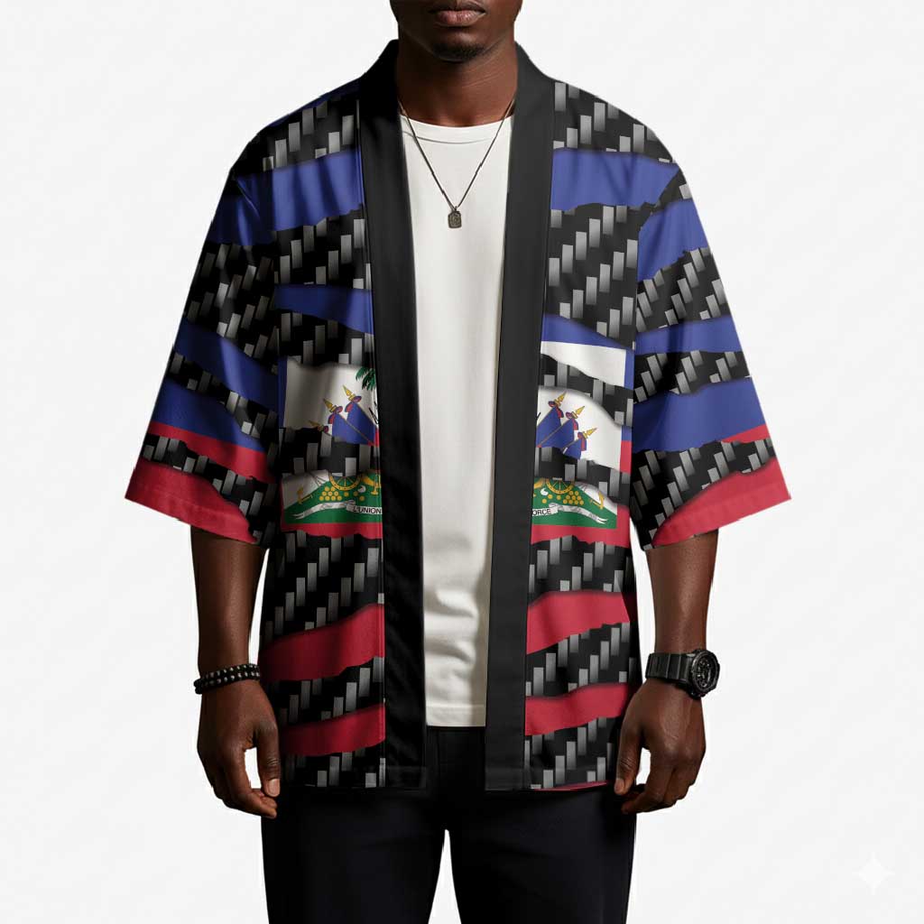 Black Haitians Beast Kimono Ripped Flag Graphic