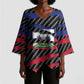 Black Haitians Beast Kimono Sleeve Blouse Ripped Flag Graphic